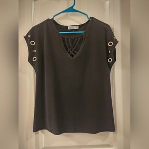Black 89th & Madison Top with Rhinestones